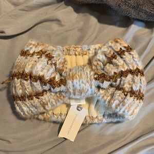 Anthropologie Knit Headband - Beige, light blue, and Gold